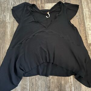 Free People Black Asymmetrical Blouse
